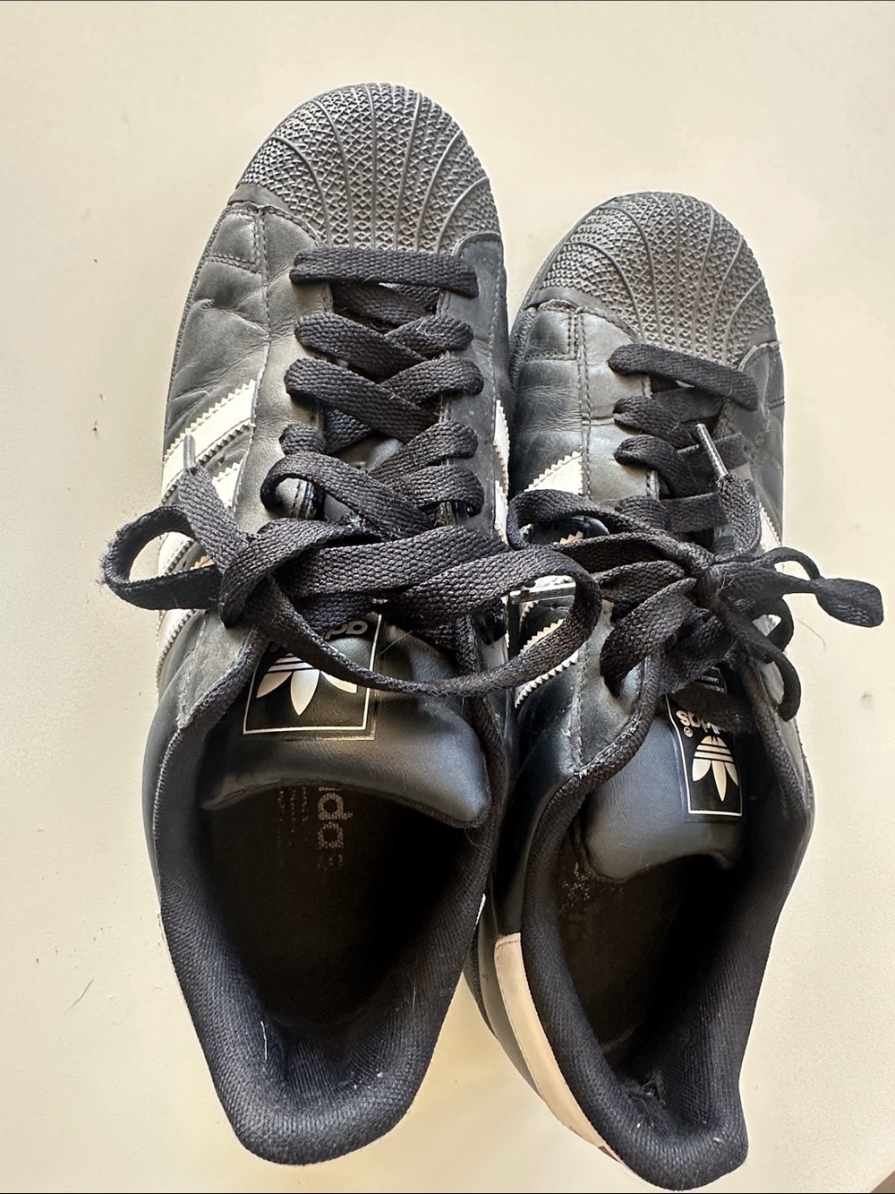 adidas Superstar Black Sneakers with White Stripes